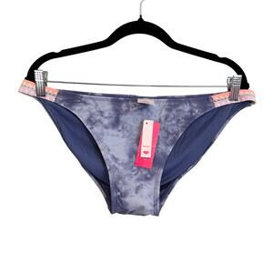 Xhilaration Bikini Bottom Juniors XL 12-14 Blue Tie Dye Crochet Trim Hipster NWT